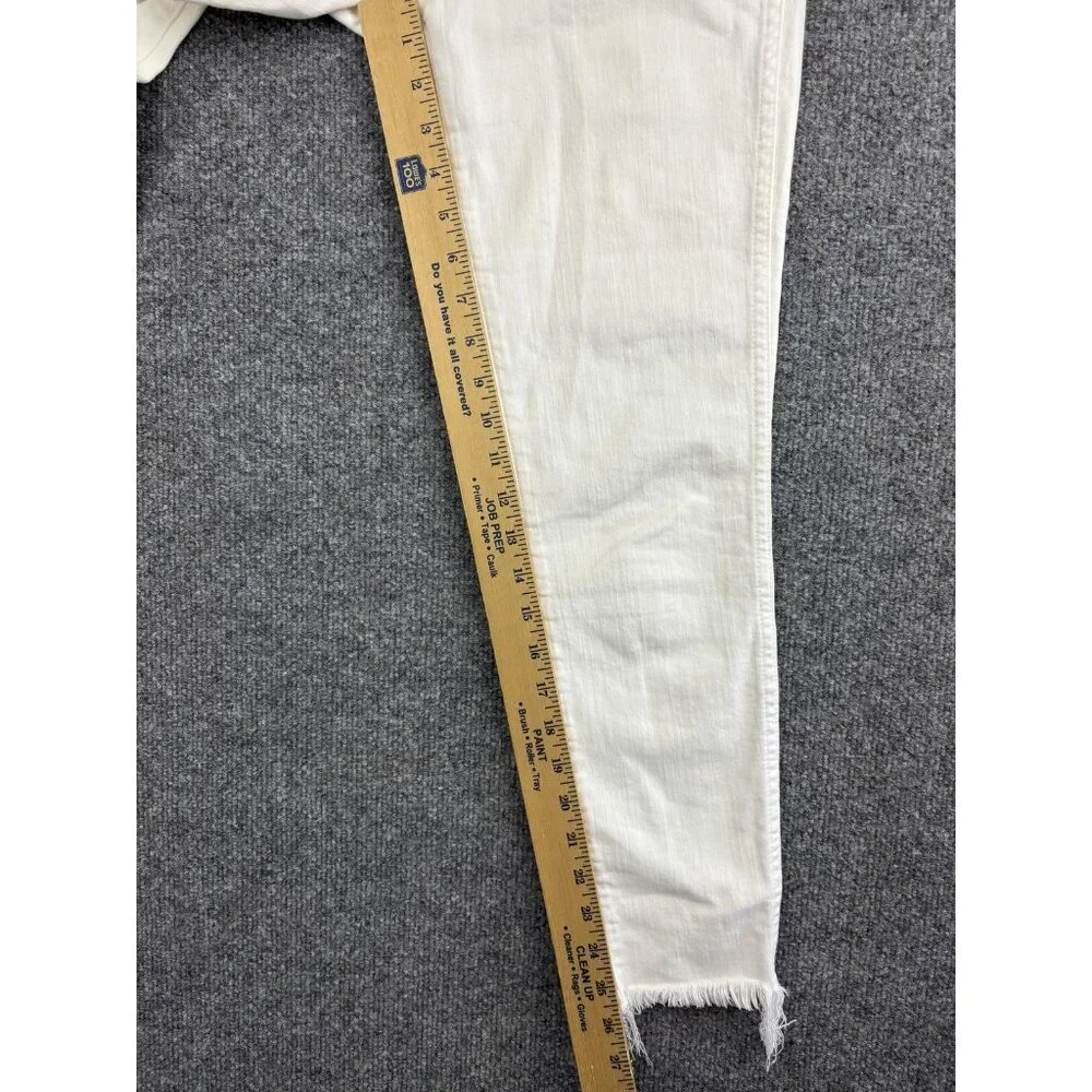 Madewell Jeans Womens 27 White 10 Inch High‎ Rise Skinny Crop Button Fly Raw Hem